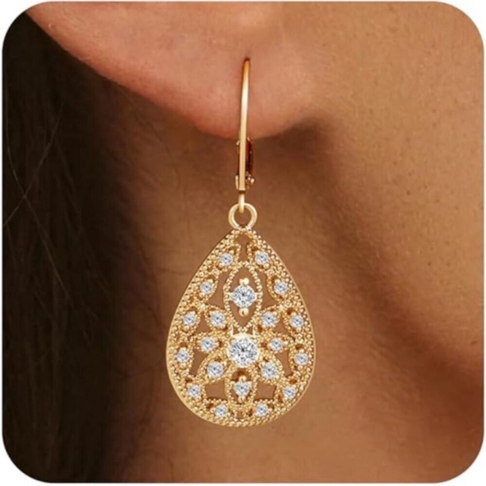 14K Dainty Gold Plated Dangle Earrings Trendy Hypoallergenic for Women